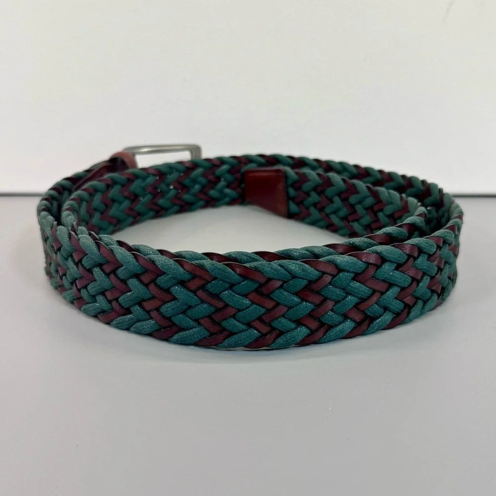 Italian Chevron Braided Leather Belt NWOT‎